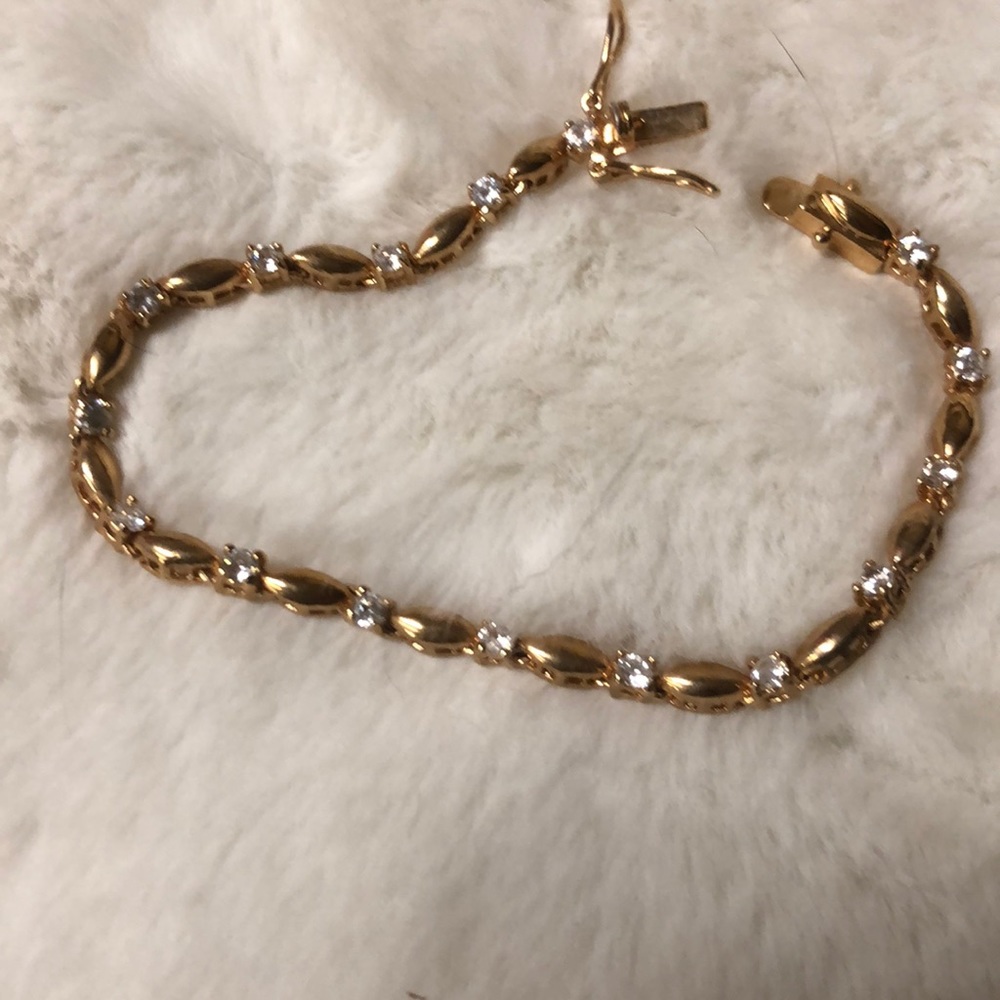 CZ bracelet gold tone 6.5 inches